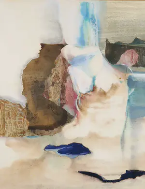 Ine van Heerde - Gemengde techniek (krijt, collage) op papier, Geboorte van Venus anno 1984 kopen? Bied vanaf 1!