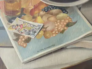 Jan Schouten - Realistisch stilleven met kunstenaarsattributen kopen? Bied vanaf 400!