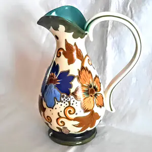 Plateelbakkerij Zuid-Holland - Keramikkrug Keramikvase Art Deco Modell 4812 Dekor "Godelin" 50er Jahre kaufen? Bieten Sie von 60!
