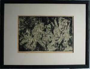 Thom Gerrard - Ingelijste ets , Kleine nachtmerrie – 1962 – nr. 1 van oplage van 3 ex. kopen? Bied vanaf 1!