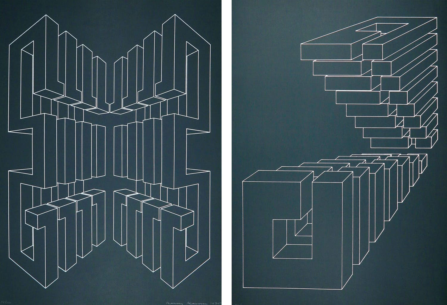 Harry Karssen - Lot van twee zeefdrukken, Z.T. Abstractie kopen? Bied vanaf 1!