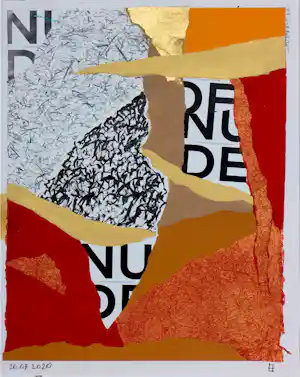 Philip Vencken - Collage op papier, Letters en abstracte elementen verkocht voor € 50!