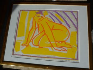 Pim Schilt - Linosnede, titel, Knielend Naakt, uit 1983 kopen? Bied vanaf 40!