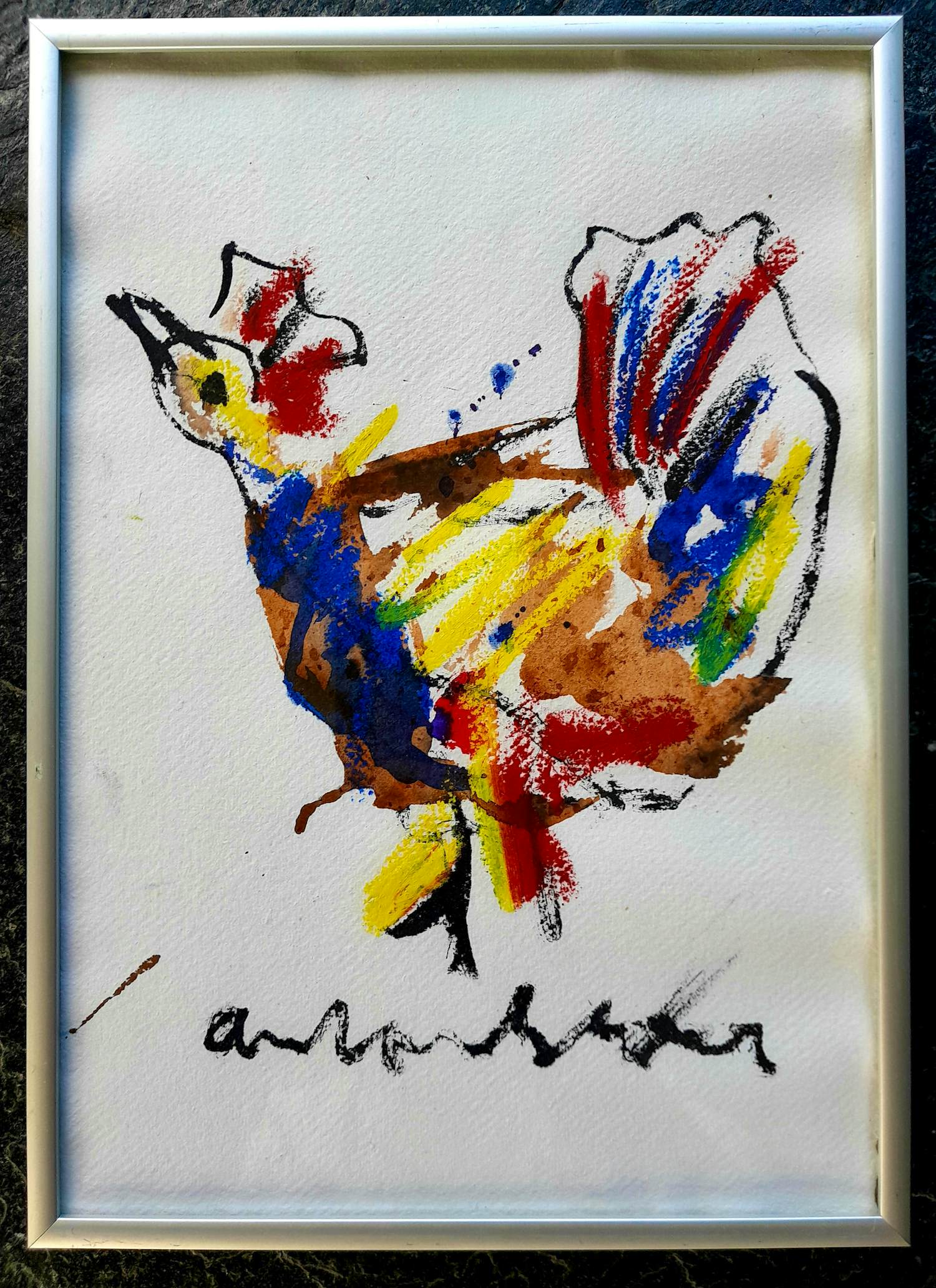 Anton Heyboer - Kip - Krijttekening- 1995 - 35 x 26 cm - ingelijst kopen? Bied vanaf 150!