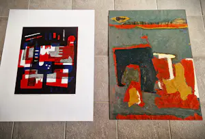 Jan Michels - een fraaie Gouache "Mediterranée" en een abstract kleuren litho - bep. oplage kopen? Bied vanaf 58!