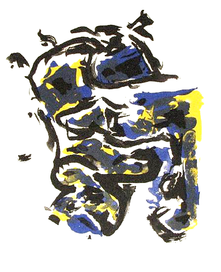 Theo Wolvecamp - Compositie met blauw,geel & zwart kopen? Bied vanaf 230!