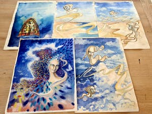 Niet of onleesbaar gesigneerd - 5 Aquarellen Russische School? kopen? Bied vanaf 1!