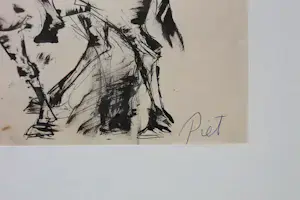 Piet van Stuivenberg - Inkttekening man op paard kopen? Bied vanaf 45!
