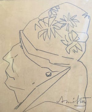 Niet of onleesbaar gesigneerd - C3749-12 - vrouw met hoed kopen? Bied vanaf 10!