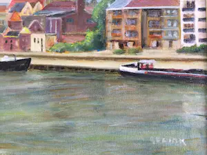 Johan Hendrik Gelink - Deventer vanaf de IJssel | olieverfschilderij kopen? Bied vanaf 50!