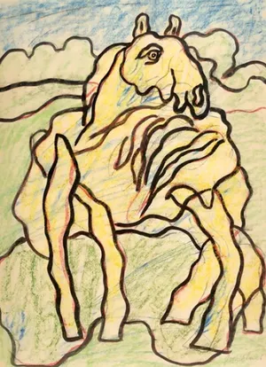 Jan Sierhuis - Paard - Gouache en Krijt op Papier (Groot ingelijst werk!) kopen? Bied vanaf 275!