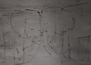 Arie Berkulin - Ingelijste inkttekening: olifanten - 1988 kopen? Bied vanaf 199!
