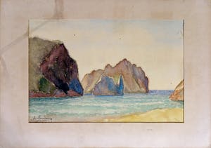 Niet of onleesbaar gesigneerd - Aquarel, Rotsen in Zee, Asturië - Spanje kopen? Bied vanaf 1!