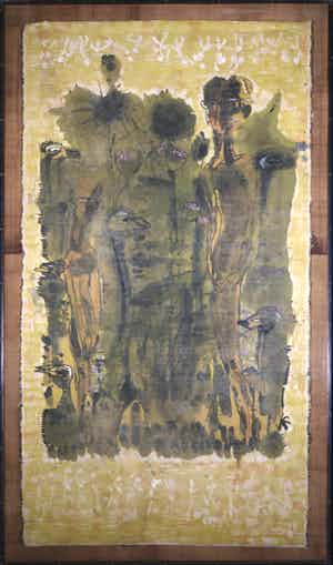 Zhuang Hong Yi - Gouache op handgeschept papier, Z.T. Figuren- Ingelijst (Zeer groot) verkocht voor € 800!