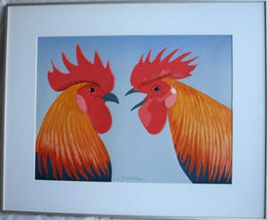 Jurjen Fontein - Zeefdruk , “Kippen” – gesigneerd & ingelijst kopen? Bied vanaf 1!