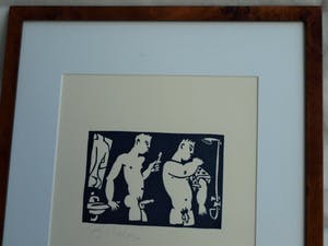 Eddy Varekamp - Sjabloondruk, In de Badkamer - gesigneerd & ingelijst kopen? Bied vanaf 1!