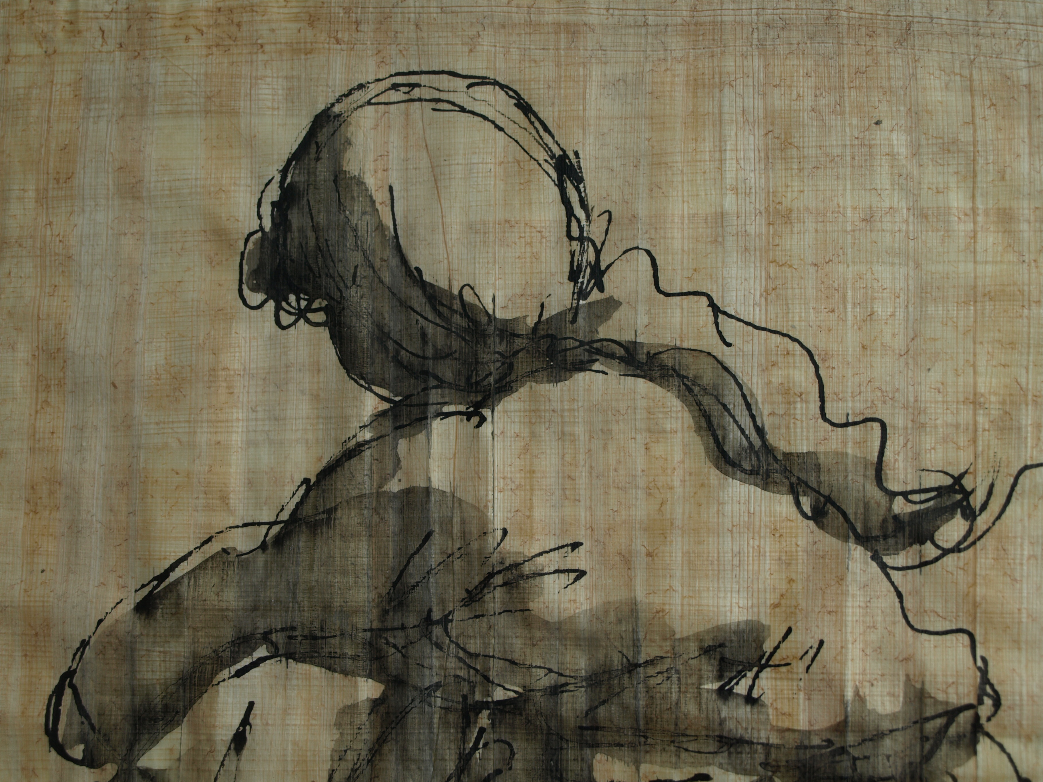 Niet of onleesbaar gesigneerd - Oost-Indische inkt, op zijde? , Portret meisje - gesigneerd & ingelijst - 2004 kopen? Bied vanaf 1!