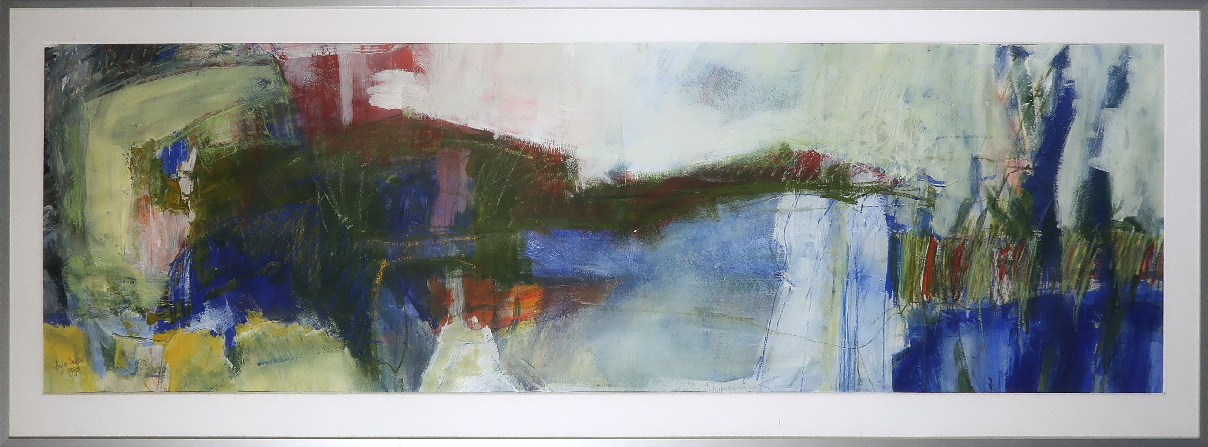 Anja Serlie - Acryl op papier, Zonder titel - Ingelijst (Groot) verkocht voor € 50!