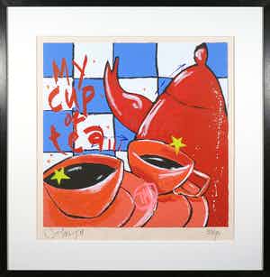 Selwyn Senatori - Zeefdruk, My cup of tea - Ingelijst verkocht voor € 120!