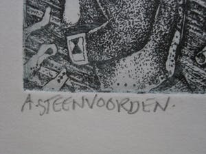 Ab Steenvoorden - Karakteristiek grafiek - groep "de bange Duivel" - ETS "Pandora" gesigneerd kopen? Bied vanaf 19!