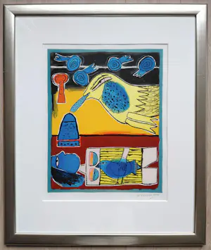 Corneille - La venue du grand oiseau, zeefdruk (mooi ingelijst) kopen? Bied vanaf 325!