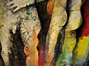 Frits van Eeden - Magnifiek expressionistisch Olieverf "Ontmoeting" gesigneerd kopen? Bied vanaf 10!