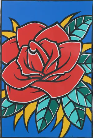 Henk Schiffmacher - Zeefdruk, Rode Roos - Ingelijst kopen? Bied vanaf 150!