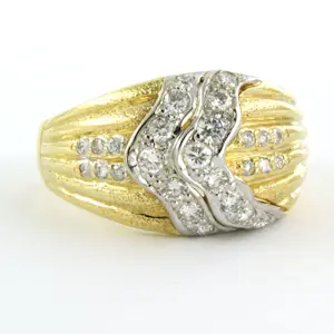18k bicolour gouden ring met briljant geslepen diamanten tot. 1,10ct 8.1 gram kopen? Bied vanaf 1400!
