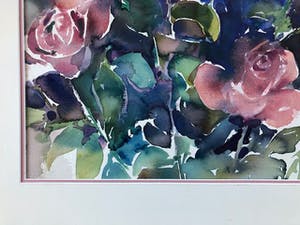 Hen Euverman - stilleven met bloeiende roze rozen kopen? Bied vanaf 50!
