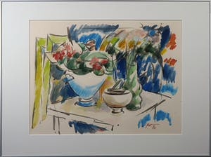 Piet Snoeren - Aquarel, Bloemen - Ingelijst kopen? Bied vanaf 1!