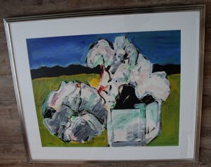 Jan Sierhuis - Acryl op papier, ingelijst: Landschap - 1972 kopen? Bied vanaf 750!