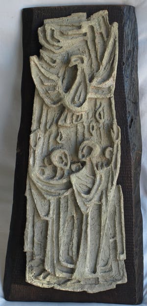 Klaas Pijlman - Wandplaquette van witte Chamotte / Aardewerk – ca. 1970 kopen? Bied vanaf 25!