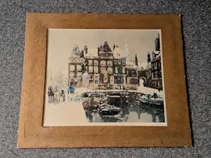 Henry Cassiers - Grote ca. 1910 Ets & Aquatint "winters Amsterdam rokin met beurspoortje" kopen? Bied vanaf 57!