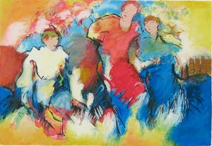 Arthur Bernard - Zeefdruk, Three in the garden - Ingelijst kopen? Bied vanaf 35!