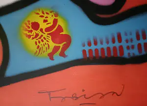 Niet of onleesbaar gesigneerd - Kleurrijk schilderij van een happy cow kopen? Bied vanaf 1!