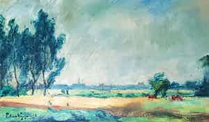 Piet van Wijngaerdt - Landschap van Brabant, olie op doek, gesigneerd en verso verkocht voor € 199!