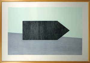 Sigurdur Gudmundsson - Houtsnede, Land - Ingelijst (Zeer groot en zwaar) verkocht voor € 100!