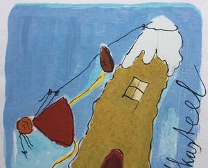 Geke uit de Bosch - Luchtkasteel - 'een hapje wolk' | kleuren zeefdruk (ingelijst) kopen? Bied vanaf 39!