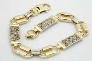 23 - Robuuste 18 krt goud en ca. 3.60 ct diamanten seventies retro armband kopen? Bied vanaf 2100!
