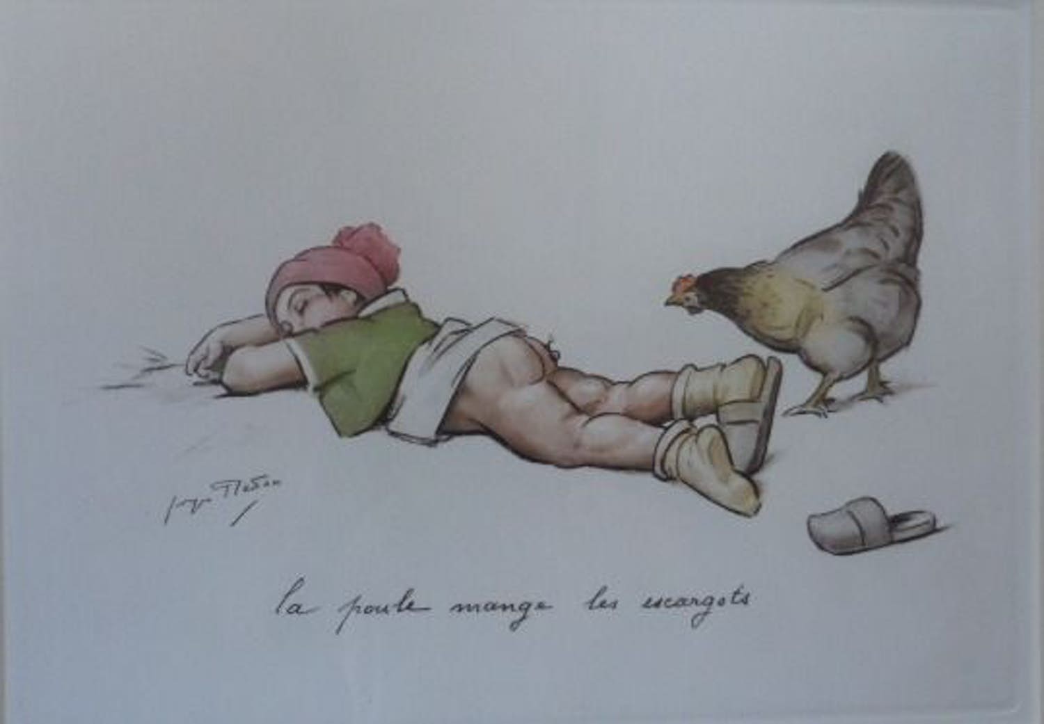Georges Redon - la poule mange les escargots. kopen? Bied vanaf 60!