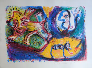 Rik van Iersel - KLEURRIJKE FIGUREN / KLEURLITHO / 57x77cm / SIG / 1990 kopen? Bied vanaf 35!