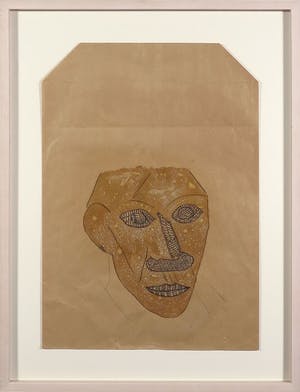 Dirk Celis - Gemengde techniek op kraftpapier, Zonder titel - Ingelijst kopen? Bied vanaf 50!