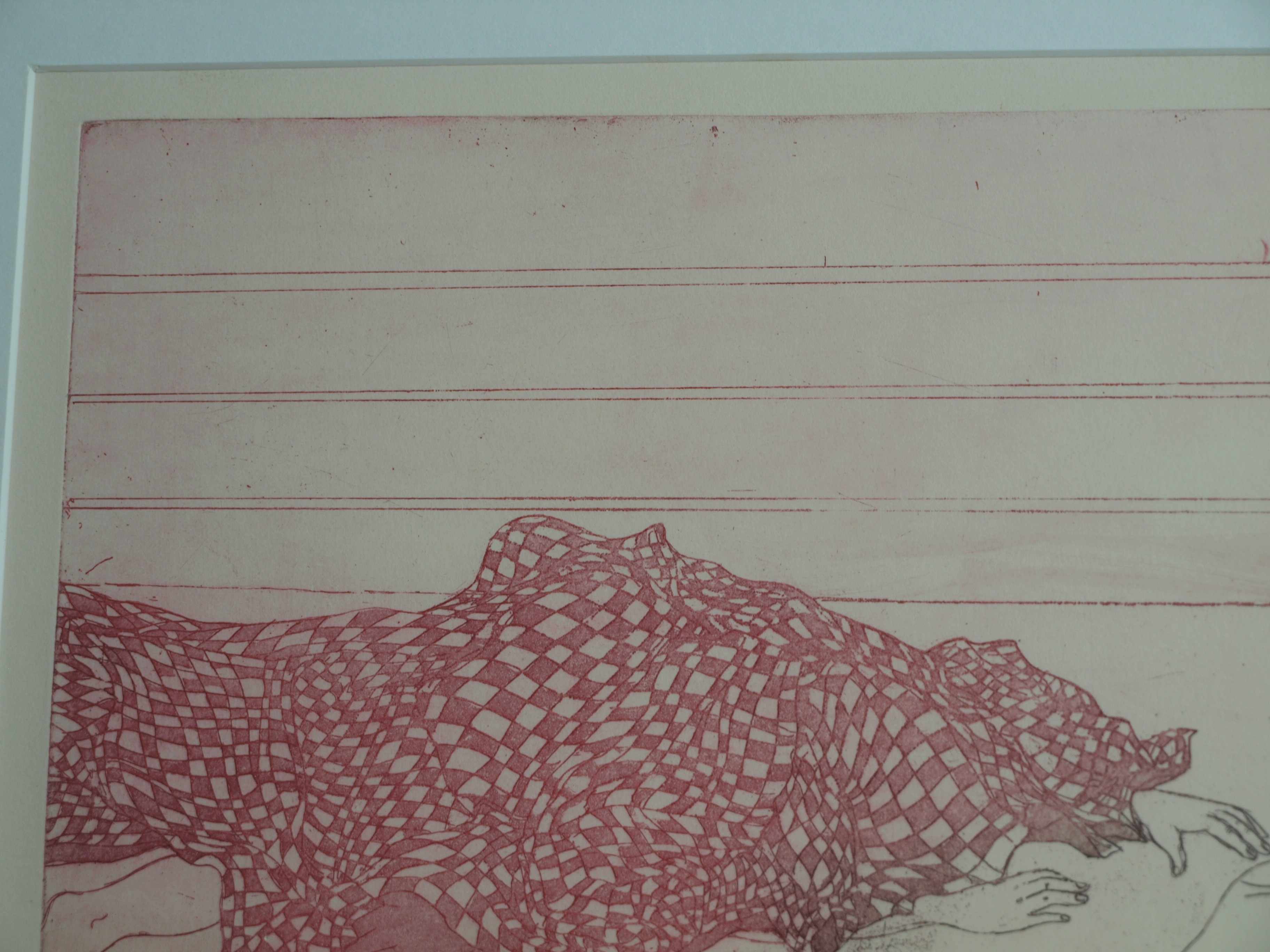 Sylvia Oudkerk - Ets en aquatint , Deken met twee handen – gesigneerd & ingelijst – ca 1977  kopen? Bied vanaf 1!
