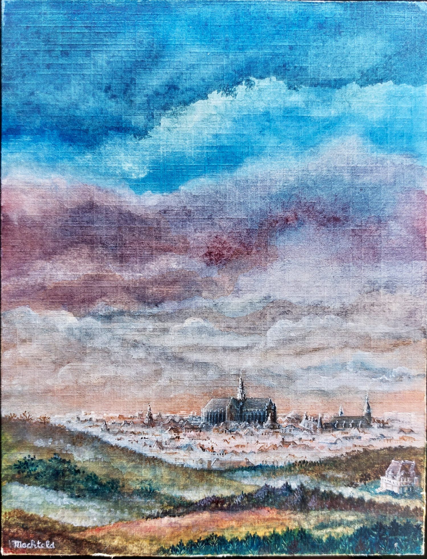 Machteld Hooyen - Haarlem in surrealistisch landschap verkocht voor € 35!