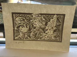 Herman Bieling - Twee houtsneden met clowns kopen? Bied vanaf 40!