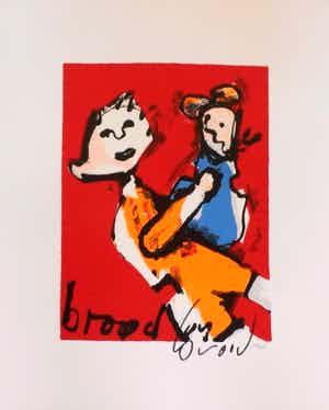 Herman Brood - Kleurenzeefdruk MOEDER EN KIND Handgesigneerd. verkocht voor € 225!