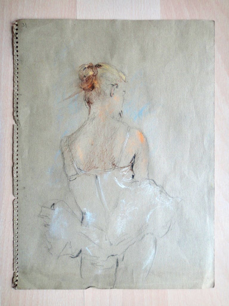 Albert Mulder - tweezijdige tekening - ballerina II en naakt verkocht voor € 45!