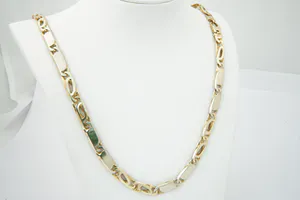Lang & Massief (115g) bicolor 14Krt gouden Figaro collier - herenmodel - gekeurd kopen? Bied vanaf 2860!