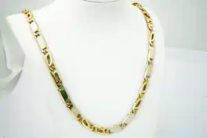 Lang & Massief (115g) bicolor 14Krt gouden Figaro collier - herenmodel - gekeurd verkocht voor € 2860!