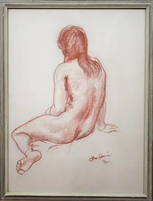 Johan Fabricius - "Zittende naakte vrouw II" - Rood krijt tekening kopen? Bied vanaf 50!